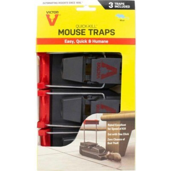 Woodstream Victor 3-Pack Quick-Kill Mouse Snap Trap, 3 Traps/Pack - M123 M123